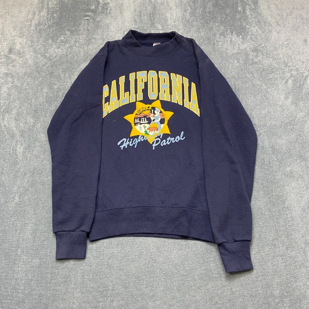 VTG Soffe California Highway Patrol Sweatshirt Adult M 38-40 Blue Made In USA